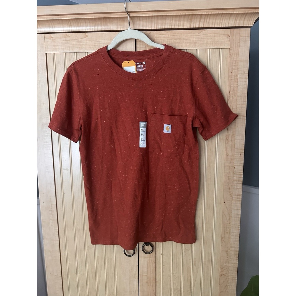 Carhartt Women's Loose Fit Heavyweight Short Sleeve Pocket T-Shirt Sz XS Orange